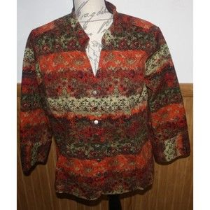 Christopher & Banks Floral Tapestry Blazer Jacket Sz XL Colorful Snap Close GUC